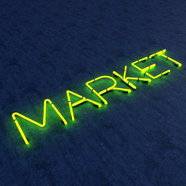 market neon sign 3D Модель .c4d .max .obj .3ds .fbx .stl .blend