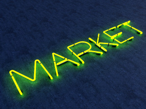 market neon sign Modelo 3D