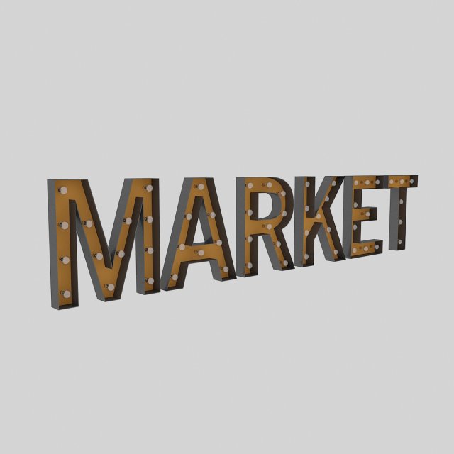 market sign with bulb Model 3D .c4d .max .obj .3ds .fbx .stl .blend 