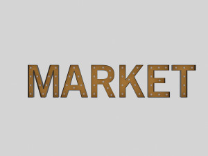 market sign with bulb Model 3D