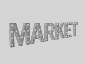 market sign with bulb 3D Model
