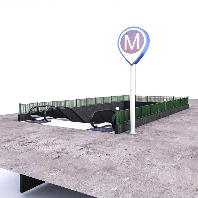 subway entrance 3D Model .c4d .max .obj .3ds .fbx .stl .blend 