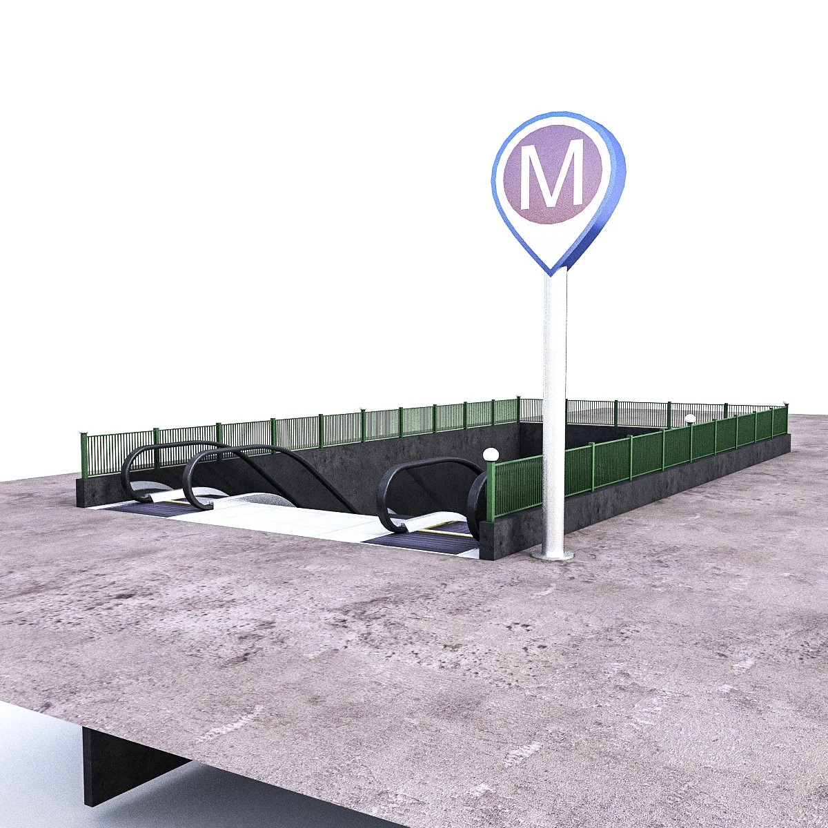 subway entrance 3D Model .c4d .max .obj .3ds .fbx .stl .blend 