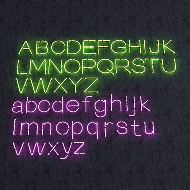 neon alphabet 3D 모델 .c4d .max .obj .3ds .fbx .stl .blend 