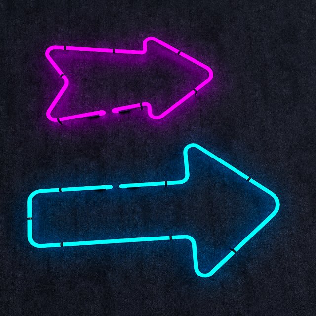 arrows neon sign 3D Model .c4d .max .obj .3ds .fbx .stl .blend 