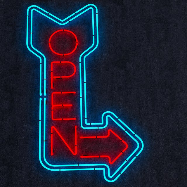 open neon sign 3D Model .c4d .max .obj .3ds .fbx .stl .blend 