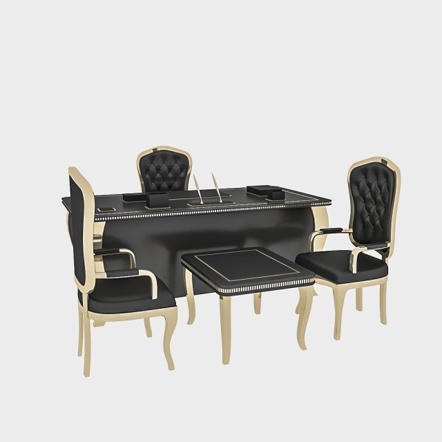classic office chair table 3D Model .c4d .max .obj .3ds .fbx .stl .blend 