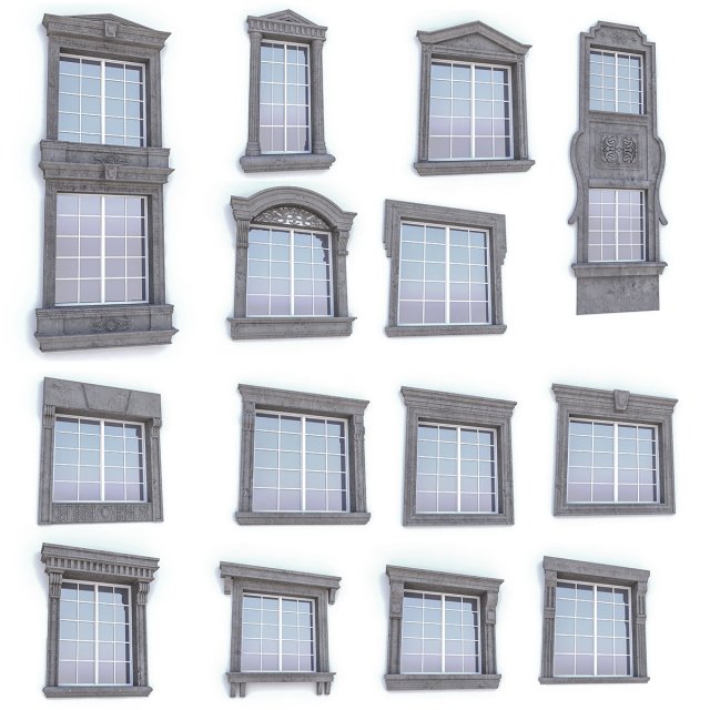 classic window collection Model 3D .c4d .max .obj .3ds .fbx .stl .blend 