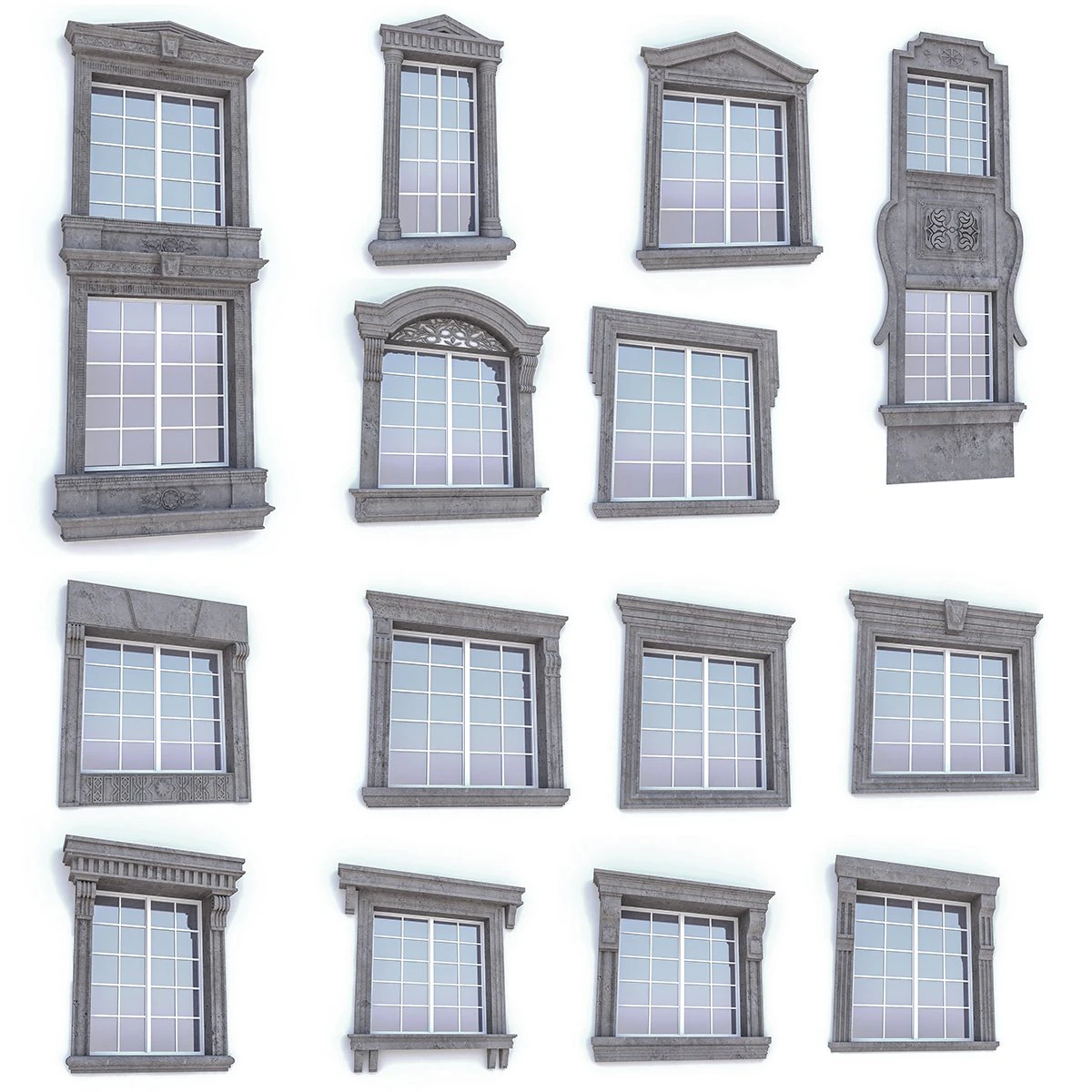 classic window collection 3D Model .c4d .max .obj .3ds .fbx .stl .blend 