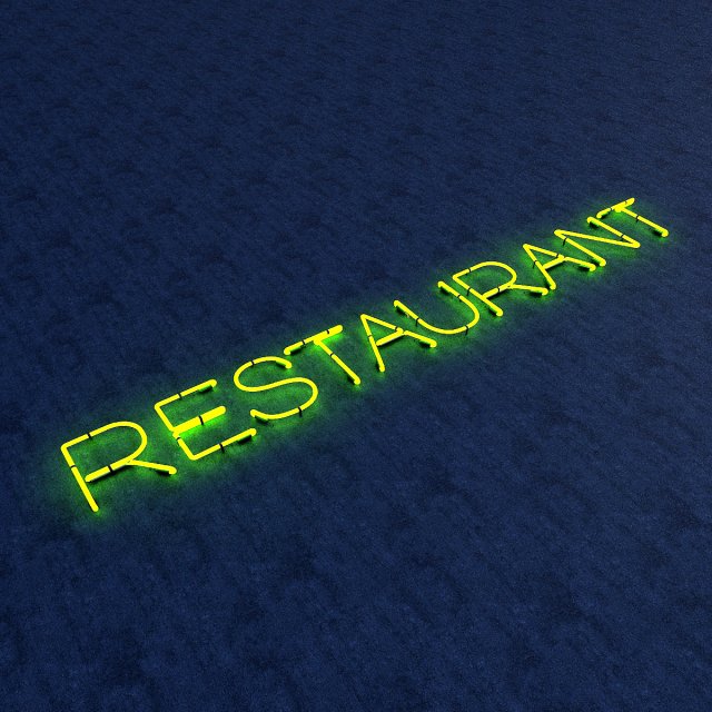 restaurant neon sign 3D Model .c4d .max .obj .3ds .fbx .stl .blend 