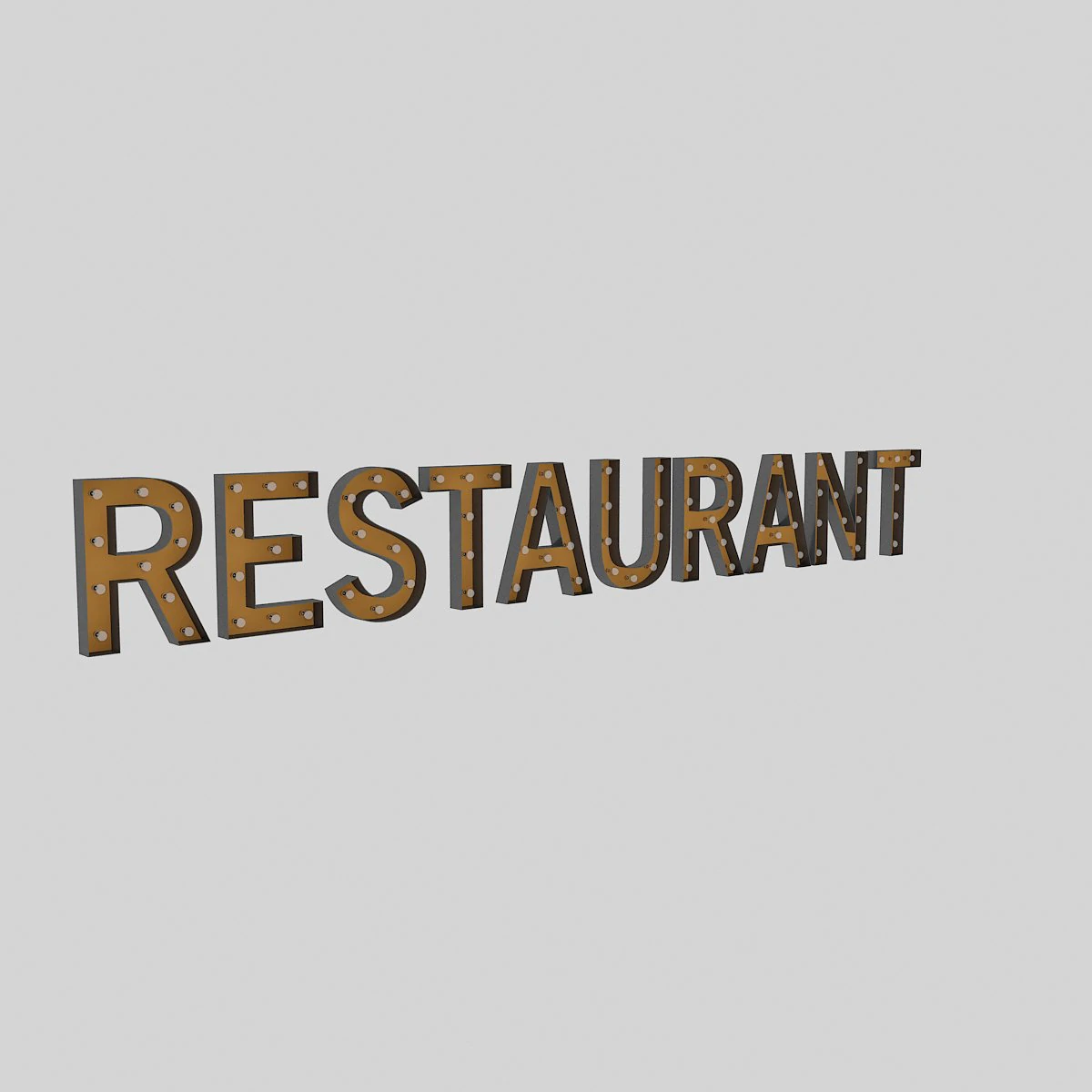 restaurant sign with bulb 3D Model .c4d .max .obj .3ds .fbx .stl .blend