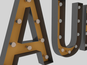 restaurant sign with bulb 3D 模型