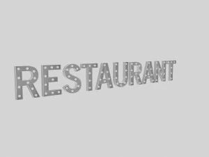 restaurant sign with bulb 3D Model