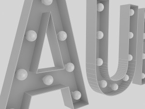 restaurant sign with bulb 3D 模型