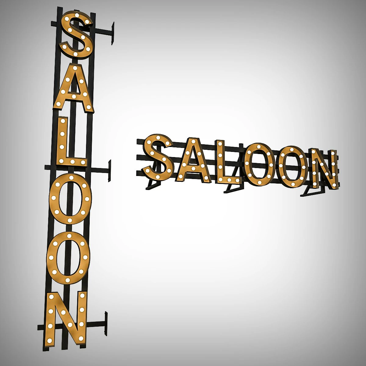 saloon bulb sign 3D Model .c4d .max .obj .3ds .fbx .stl .blend 