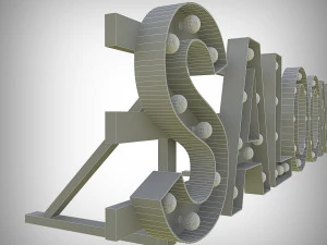 saloon bulb sign 3D Model