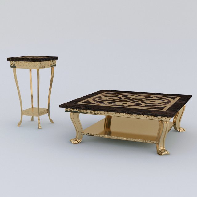 classic coffee table set 3D-Modell .c4d .max .obj .3ds .fbx .stl .blend 