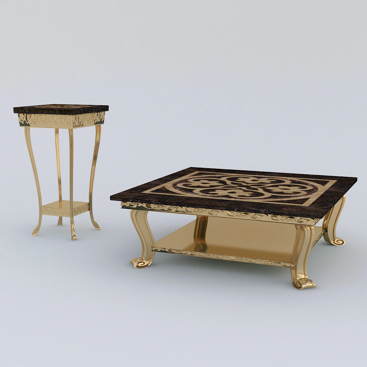 classic coffee table set 3D Model .c4d .max .obj .3ds .fbx .stl .blend 