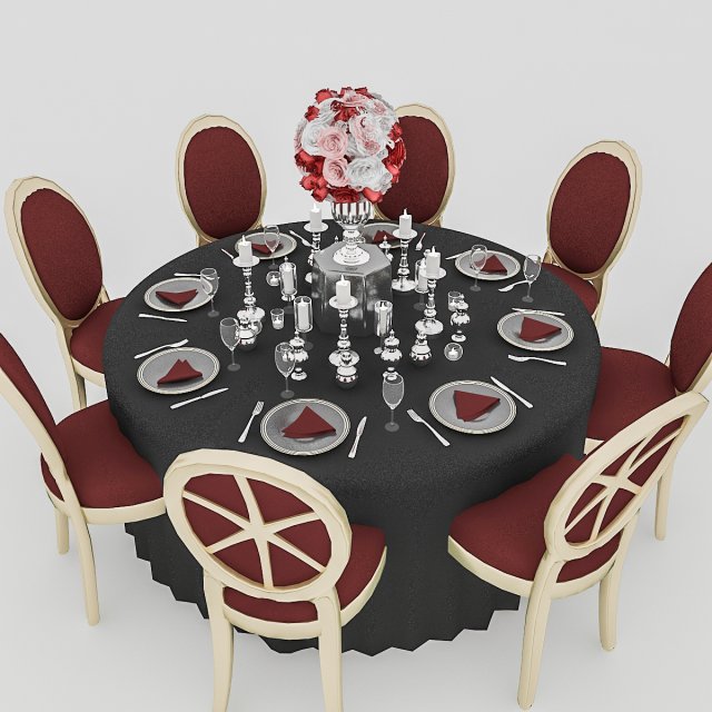 black wedding table 3D Модель .c4d .max .obj .3ds .fbx .stl .blend 