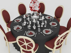 black wedding table 3D Model