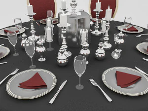 black wedding table 3D Model
