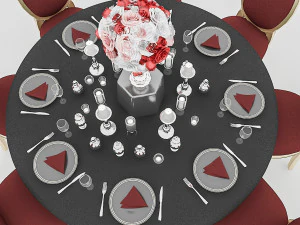 black wedding table 3D Model