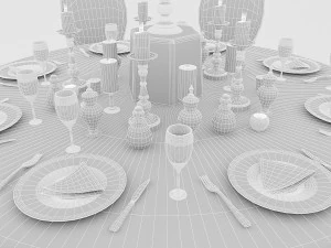 black wedding table 3D Model