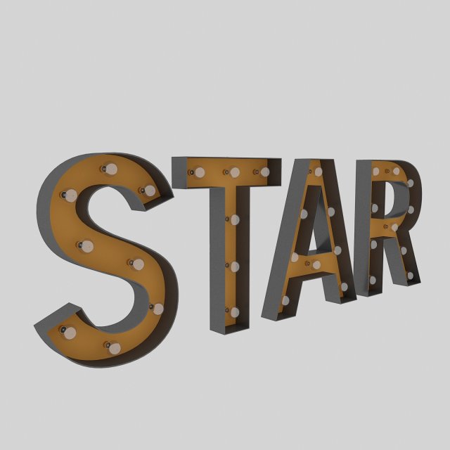 star sign with bulb Model 3D .c4d .max .obj .3ds .fbx .stl .blend 