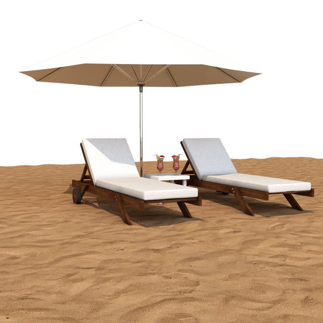 sunbed with umbrella 3D in 3DExport