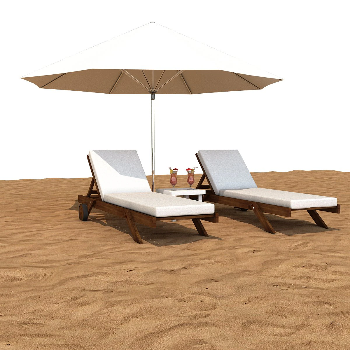 sunbed with umbrella 3D Model .c4d .max .obj .3ds .fbx .stl .blend