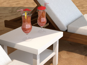 sunbed with umbrella 3D Model