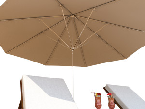 sunbed with umbrella 3D Model