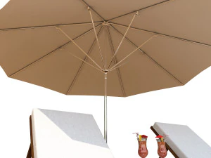 sunbed with umbrella 3D Model