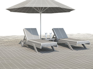 sunbed with umbrella 3D Model