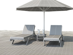 sunbed with umbrella 3D Model