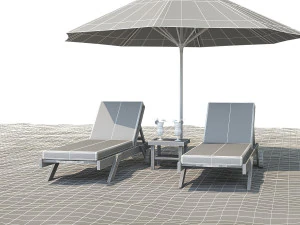 sunbed with umbrella 3D Model