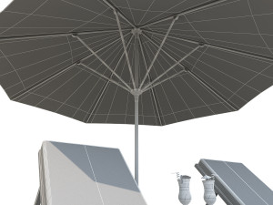 sunbed with umbrella 3D Model