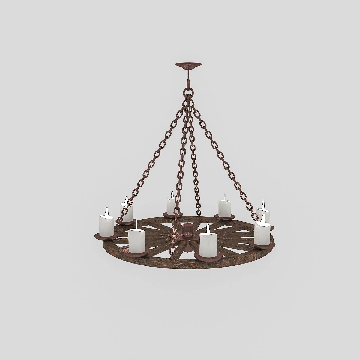 3d old wheel chandelier 3D Model .c4d .max .obj .3ds .fbx .stl .blend 