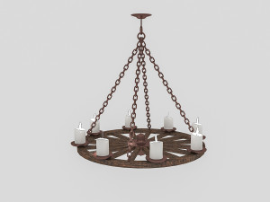 3d old wheel chandelier 3D Model