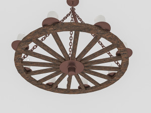 3d old wheel chandelier 3D Model