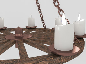 3d old wheel chandelier 3D Model