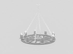 3d old wheel chandelier 3D Model