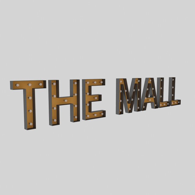 the mall sign with bulb Model 3D .c4d .max .obj .3ds .fbx .stl .blend 
