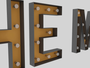 the mall sign with bulb Model 3D