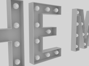 the mall sign with bulb Model 3D