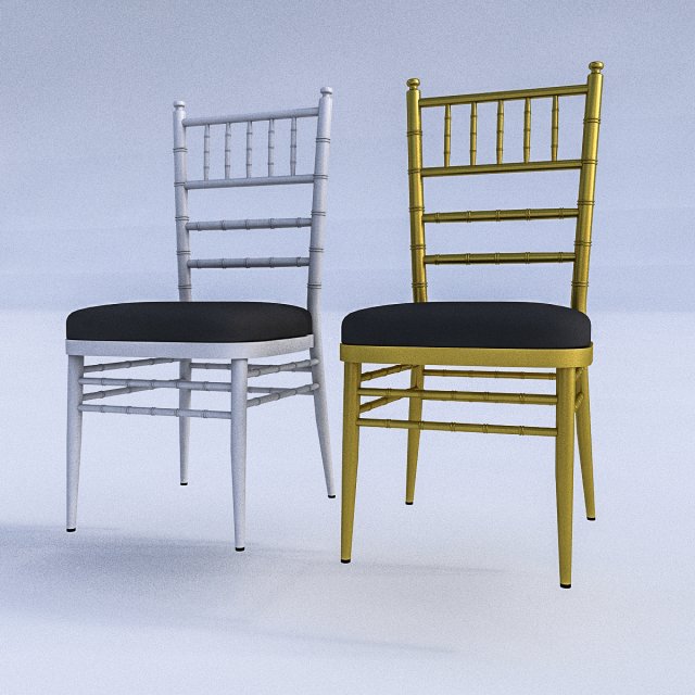 gold white chair 3D Model .c4d .max .obj .3ds .fbx .stl .blend 