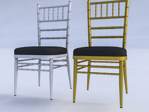 gold white chair 3D Model