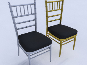 gold white chair 3D Model