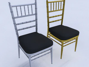 gold white chair 3D Model
