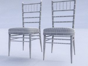 gold white chair 3D Model